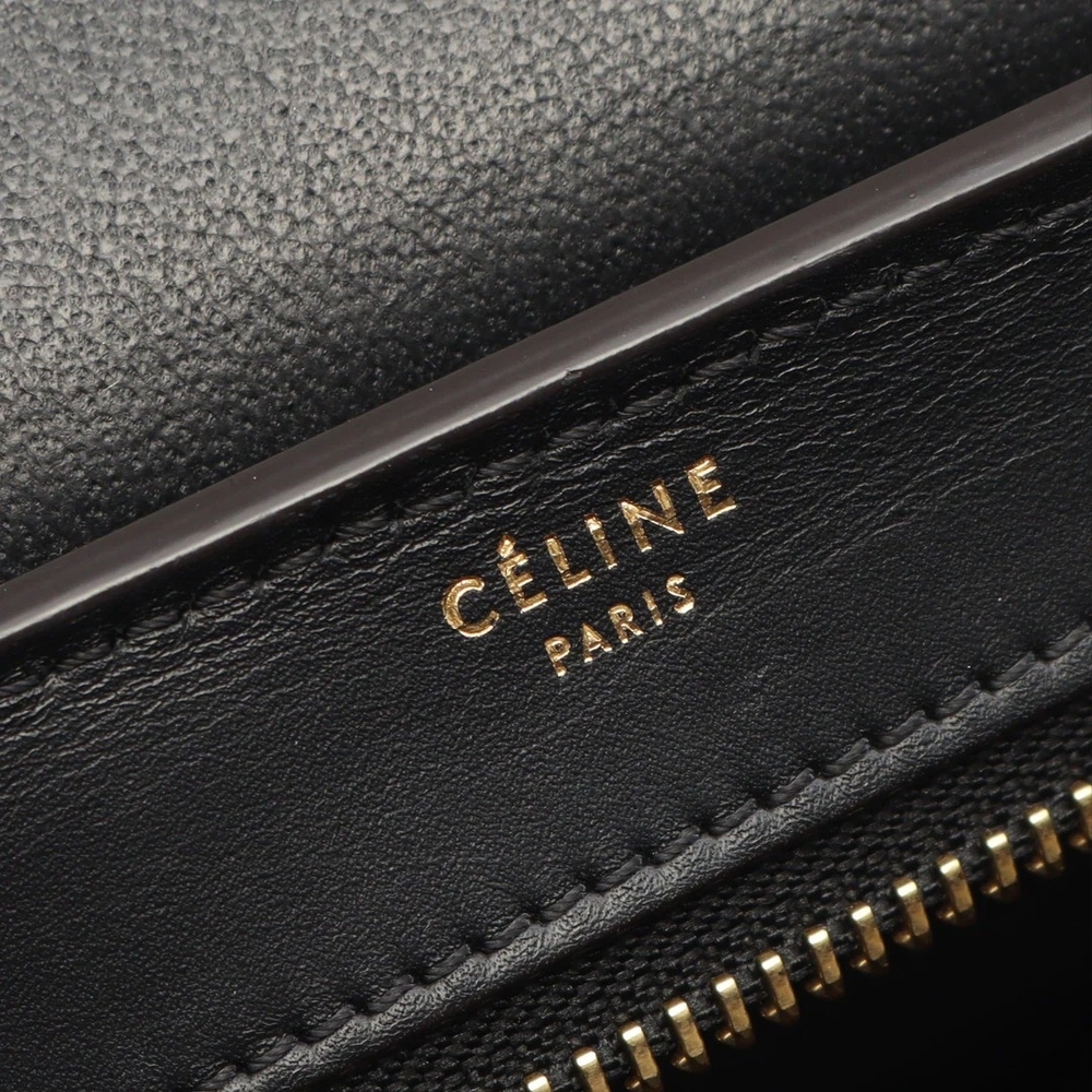 Celine Trapeze Bag | Black Croc-Embossed & Dark Navy Suede - Picture 4 of 11